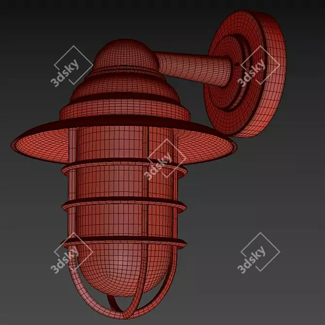 Bronze Hooded Cage Outdoor Wall Light 3D model image 2