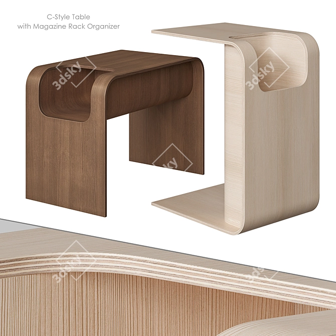 Walnut C-Style End Table Organizer 3D model image 4