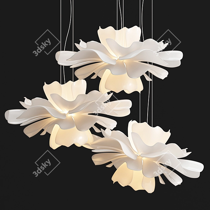 Flower Petal Pendant Light 3D model image 1