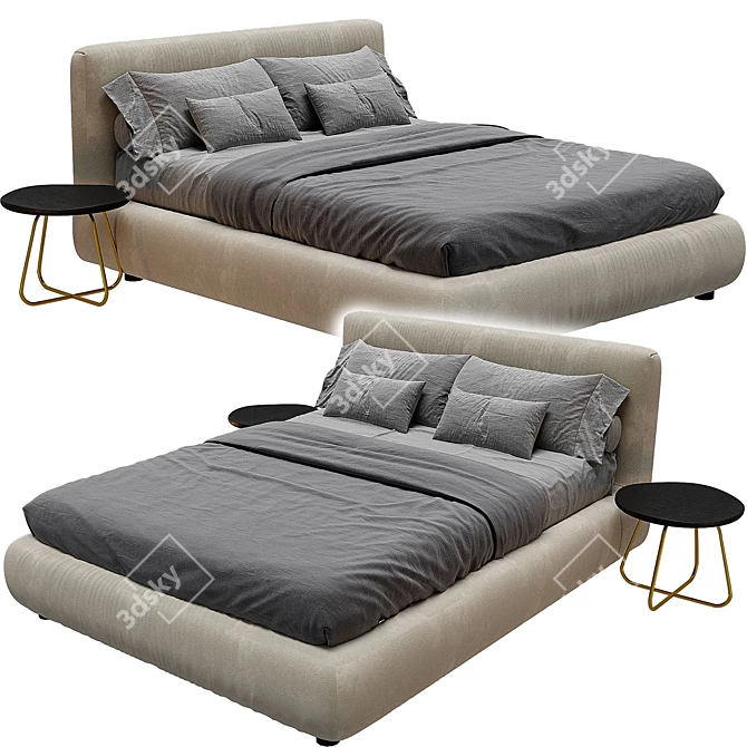 Luxurious Flou Merkurio Bed Frame 3D model image 6