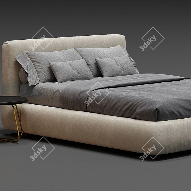 Luxurious Flou Merkurio Bed Frame 3D model image 2