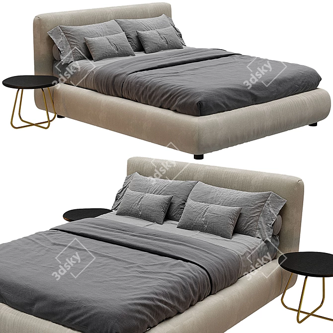 Luxurious Flou Merkurio Bed Frame 3D model image 5