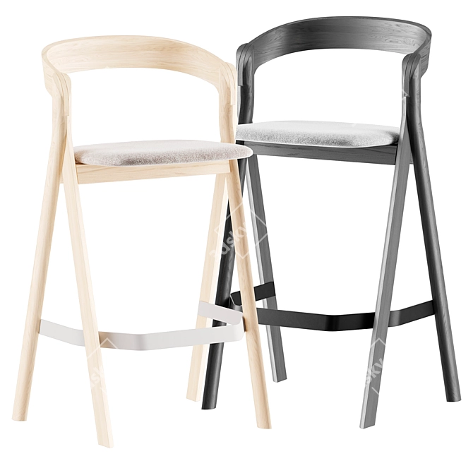 DIVERGE Wooden Bar Chair 3D model image 1