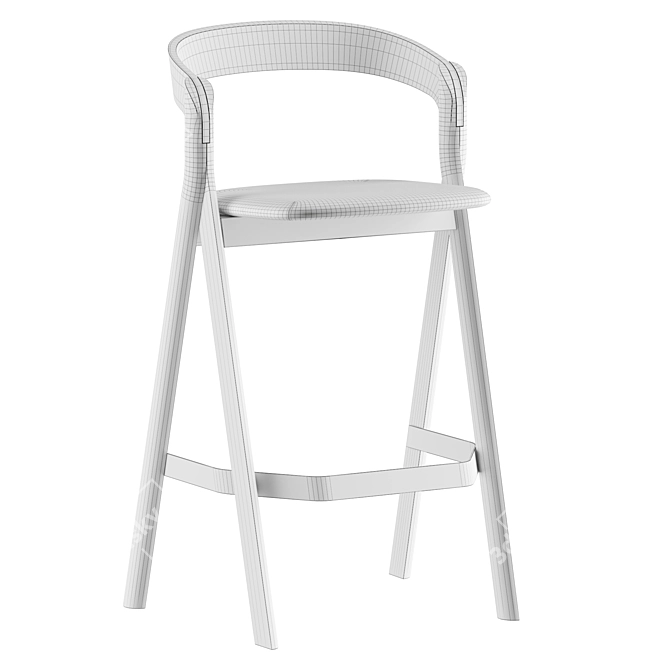 DIVERGE Wooden Bar Chair 3D model image 4