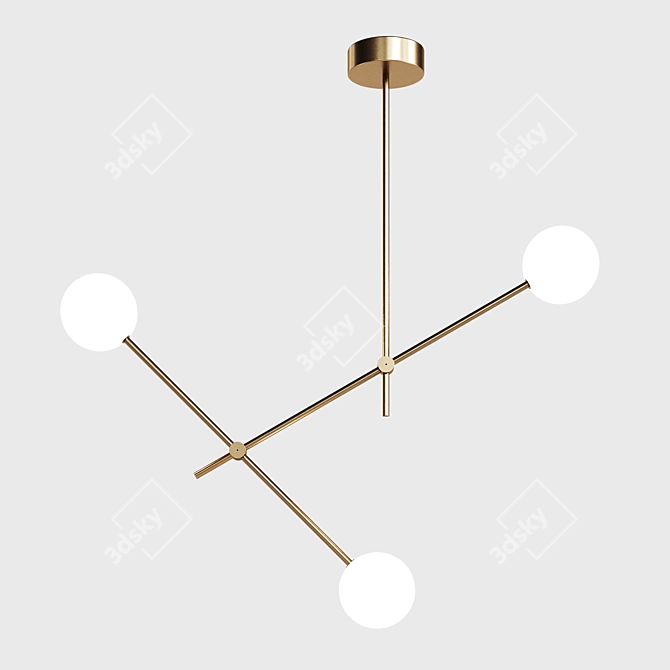 Sharm 3 Brass Pendant Lights 3D model image 2