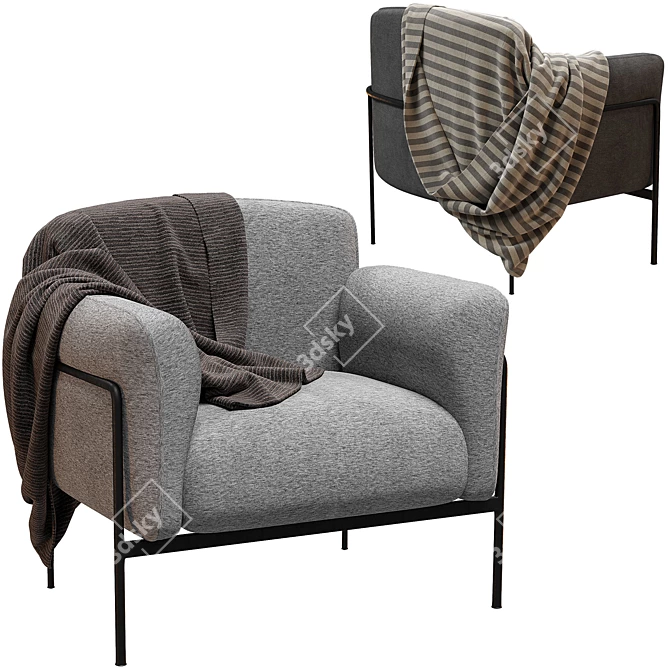 Velvet Alistair Armchair: Elegant Design 3D model image 2