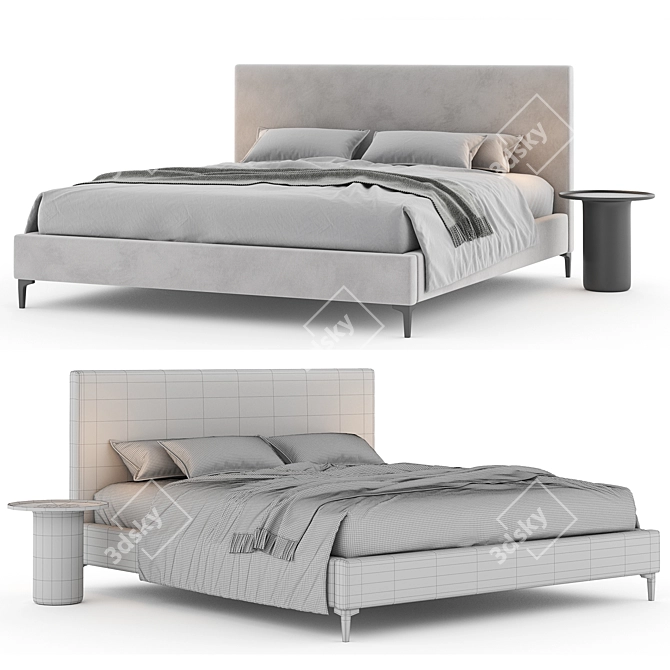 Modern Minimalist Emmett Bed Collection 3D model image 2