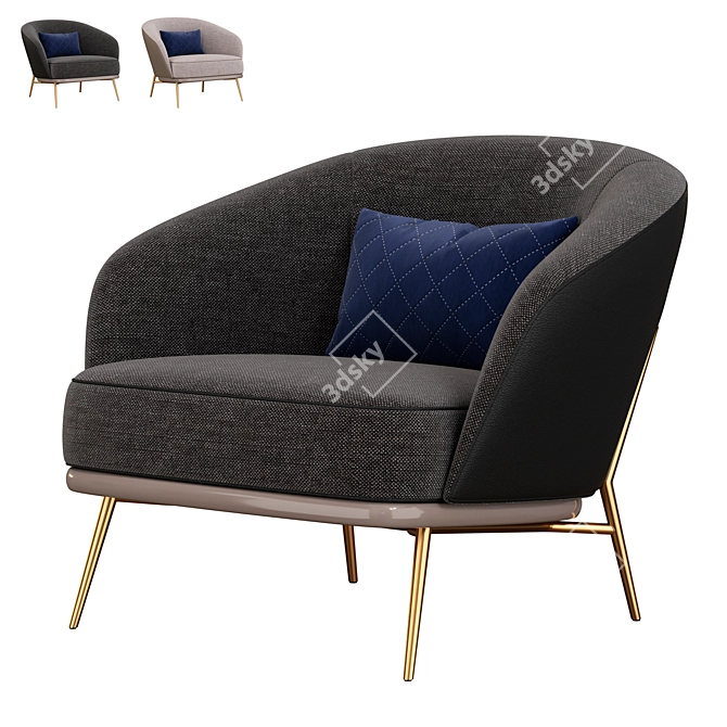 Sleek Blue Mine Armchair Design 3D model image 2