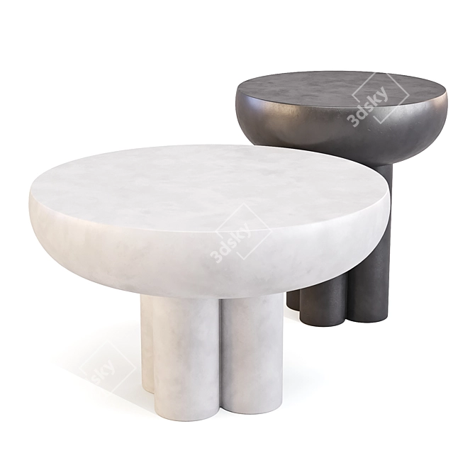 Solid Brutalist-Inspired Crown Table 3D model image 1