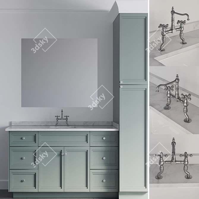 Traditional Bathroom Furniture Ensemble 3D model image 1