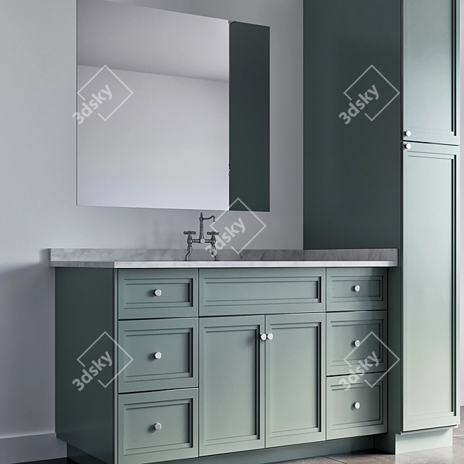 Traditional Bathroom Furniture Ensemble 3D model image 8