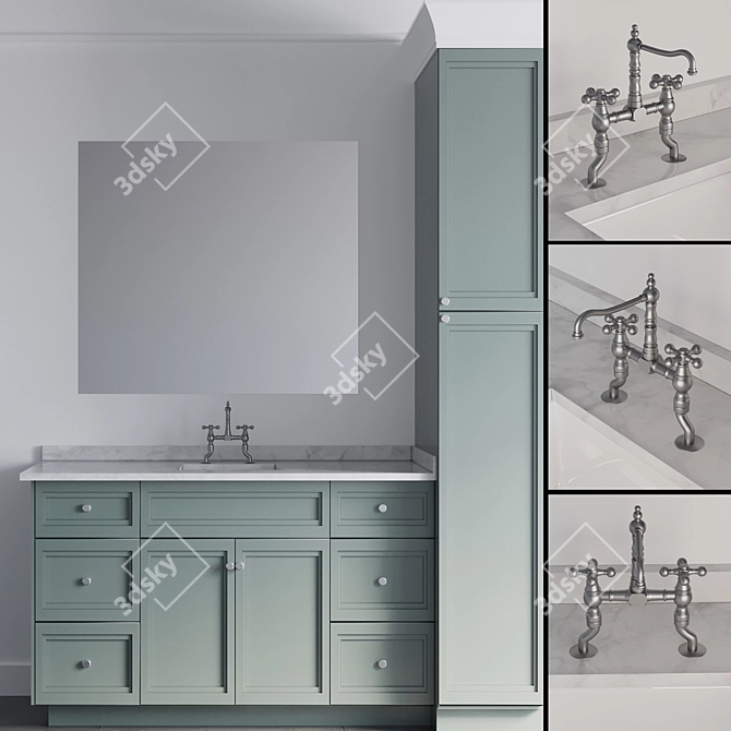 Traditional Bathroom Furniture Ensemble 3D model image 15