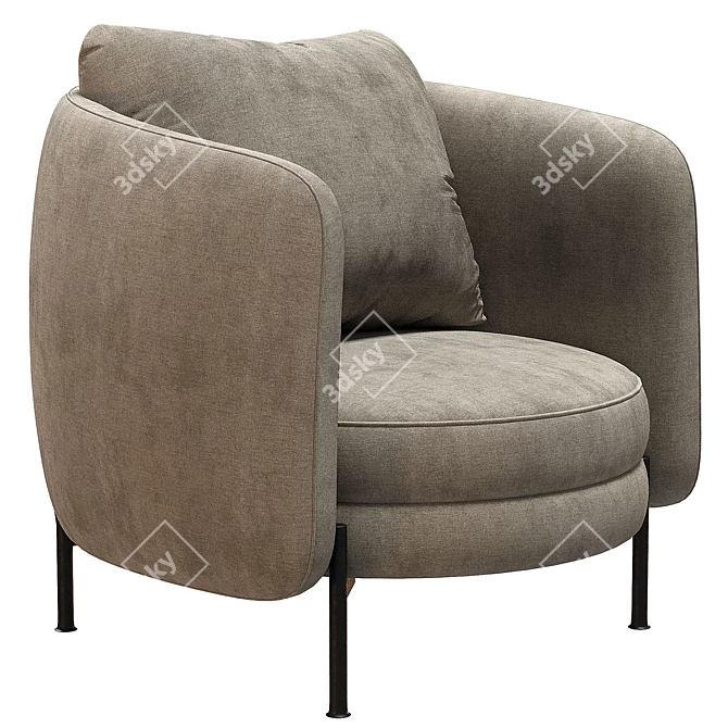 Tweed Fauteuil by E. Gallina 3D model image 1