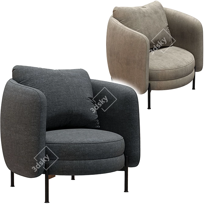 Tweed Fauteuil by E. Gallina 3D model image 3