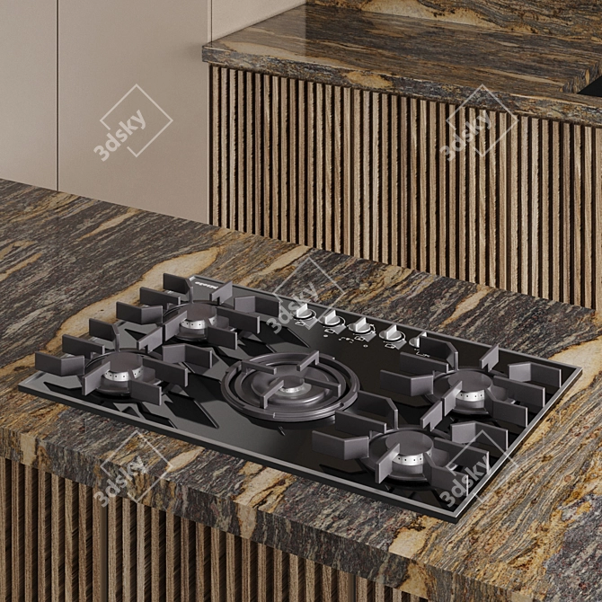 Modern 3D Kitchen Model Set 3D model image 3