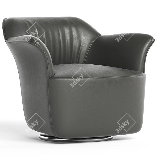 Luxury Tanned Leather Armchair AIDA 3D model image 1