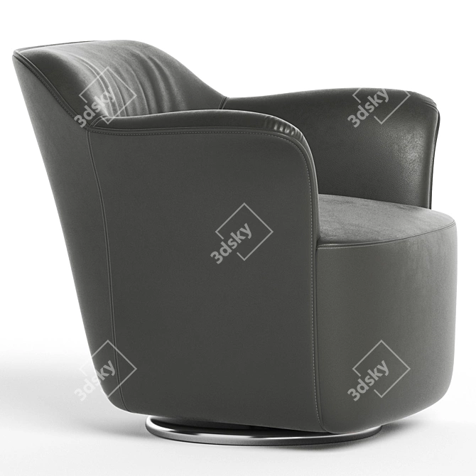 Luxury Tanned Leather Armchair AIDA 3D model image 3