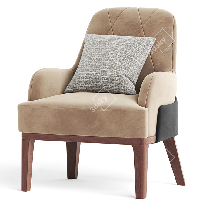 Modern Tufted Fabric Armchair Design 3D model image 3