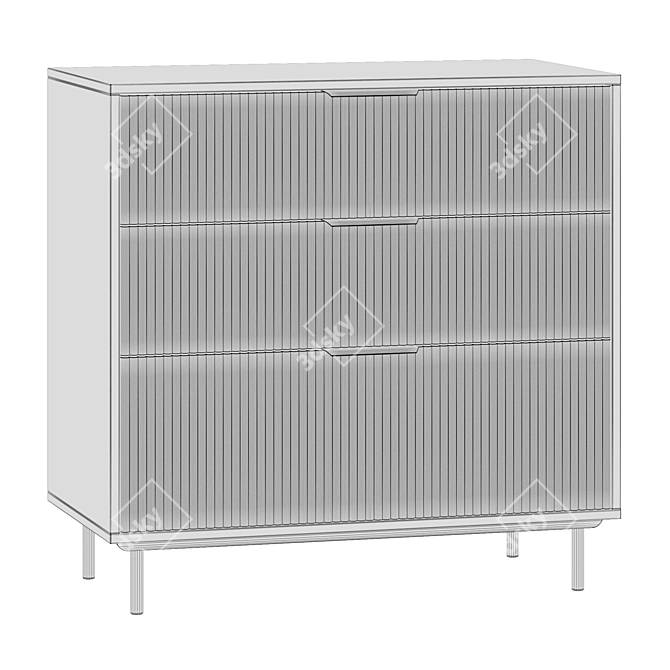 Levante White Bedside Cabinet & Vanity Set 3D model image 3