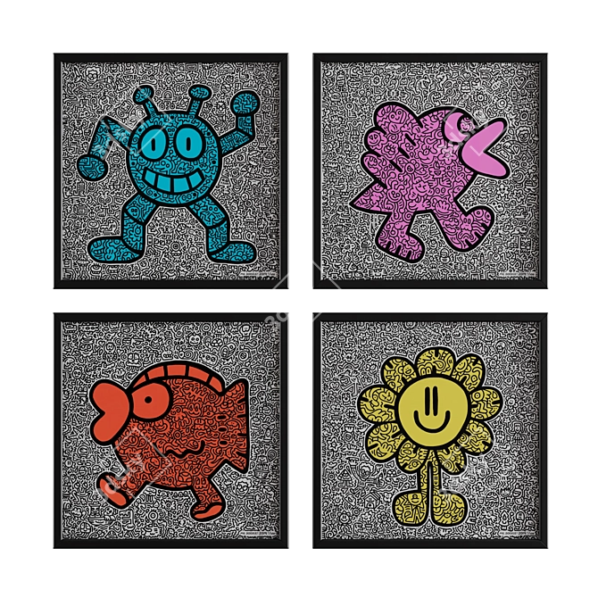 Mr. Doodle 4-Piece Frame Set 3D model image 4