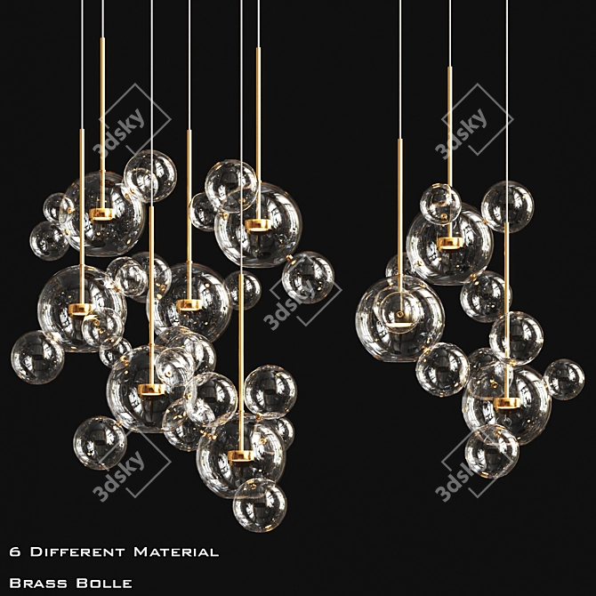 Bolle Metal Glass Pendant Light 3D model image 1