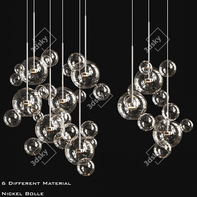 Bolle Metal Glass Pendant Light 3D model image 3