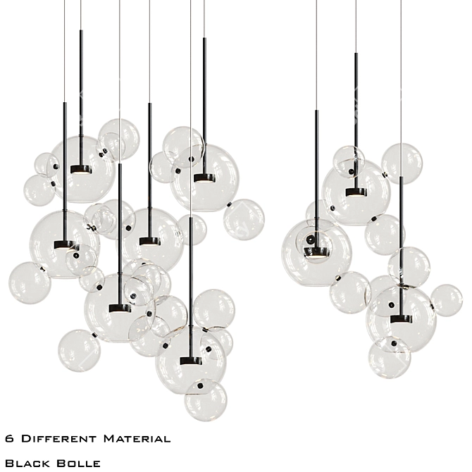 Bolle Metal Glass Pendant Light 3D model image 5