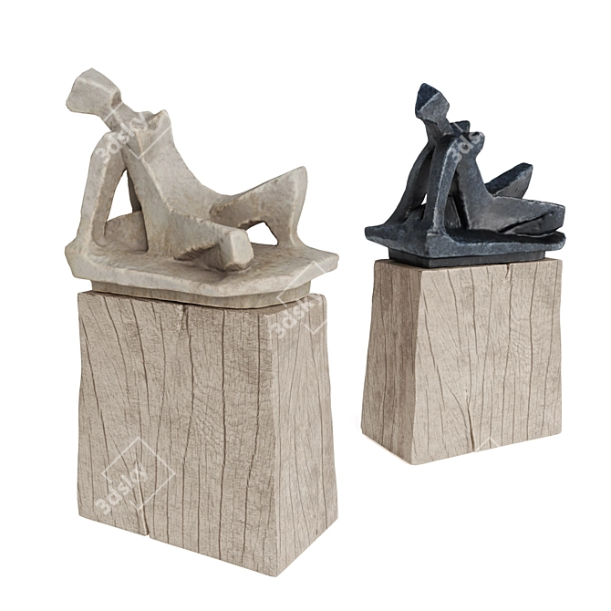 Cubist Pose Woman Sculpture 3D model image 1