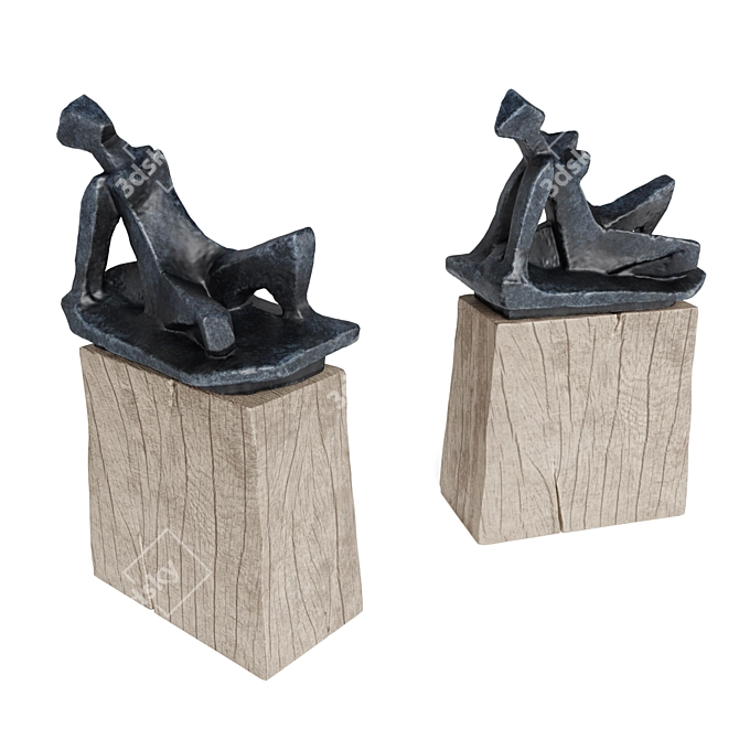 Cubist Pose Woman Sculpture 3D model image 2