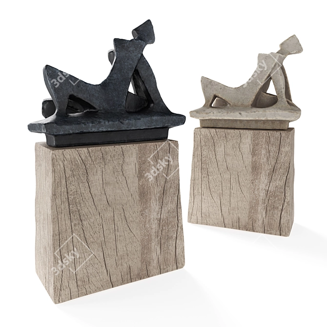 Cubist Pose Woman Sculpture 3D model image 4