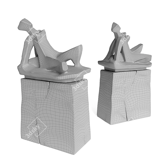 Cubist Pose Woman Sculpture 3D model image 5