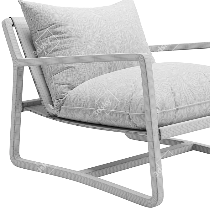 Elegant Ivory Accent Chair 3D model image 2