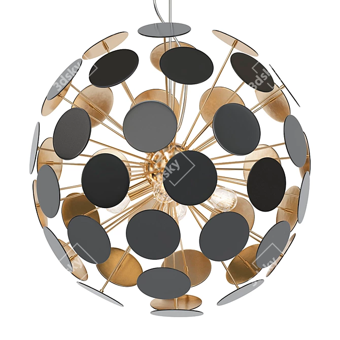 Elegant Black and Gold Pendant 3D model image 1
