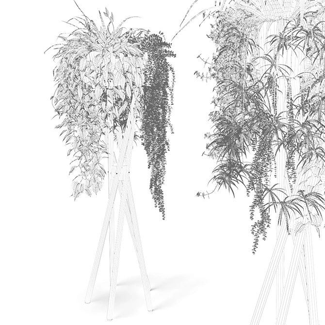 Hanging Plant Stand with Plants 3D model image 2