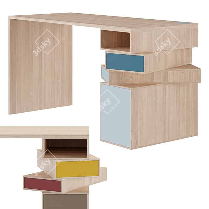 Rotatable Drawers Desk | EMPIL 3D model image 1