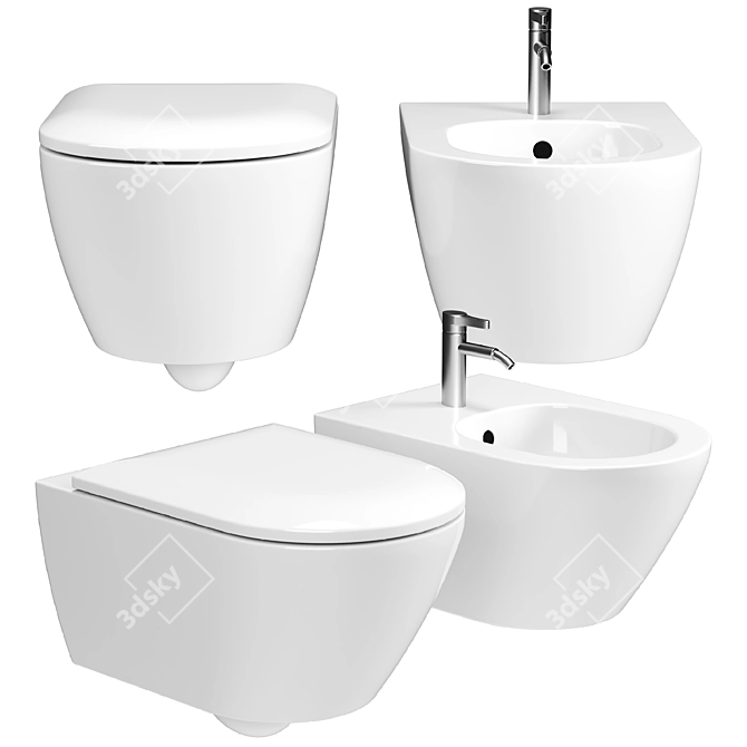 Duravit Plinero Wall Toilet Set 3D model image 1