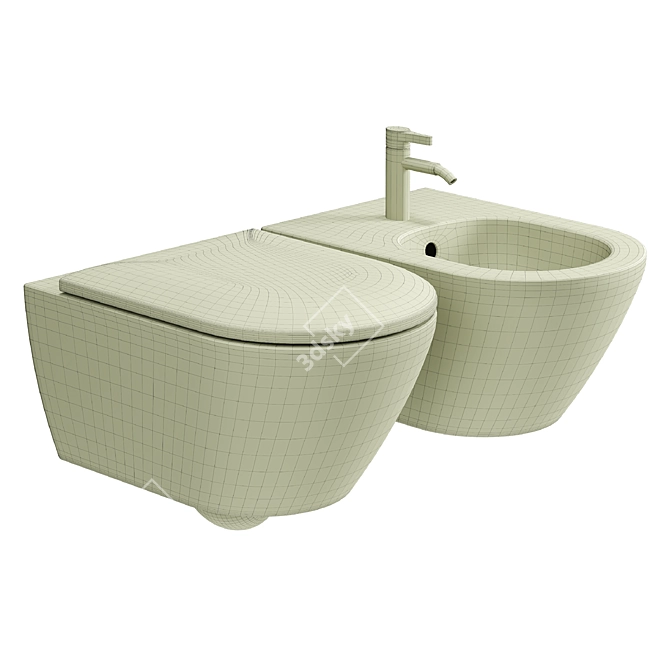 Duravit Plinero Wall Toilet Set 3D model image 2