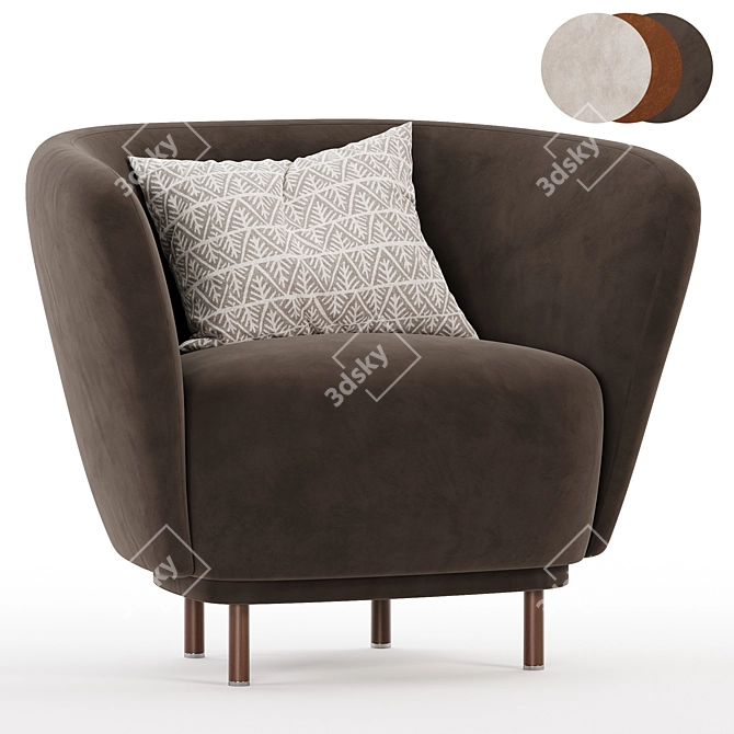 Luxury Dandy Armchair in Gray 3D model image 1