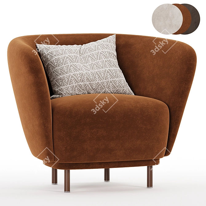 Luxury Dandy Armchair in Gray 3D model image 2