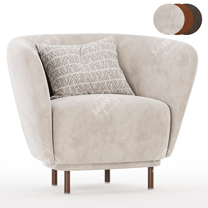 Luxury Dandy Armchair in Gray 3D model image 3