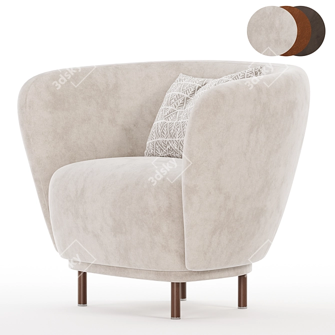 Luxury Dandy Armchair in Gray 3D model image 4