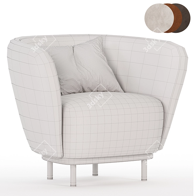 Luxury Dandy Armchair in Gray 3D model image 6