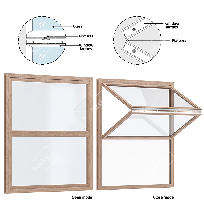 Versatile Operable Awning Window 3D model image 1