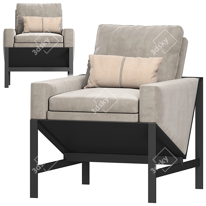 Modern Atticus Armchair in Grey 3D model image 4