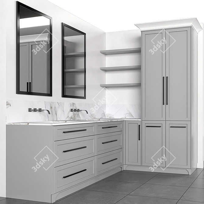 Classic Bathroom Furniture Set No.3 3D model image 1