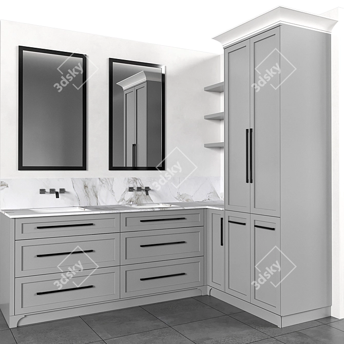 Classic Bathroom Furniture Set No.3 3D model image 2