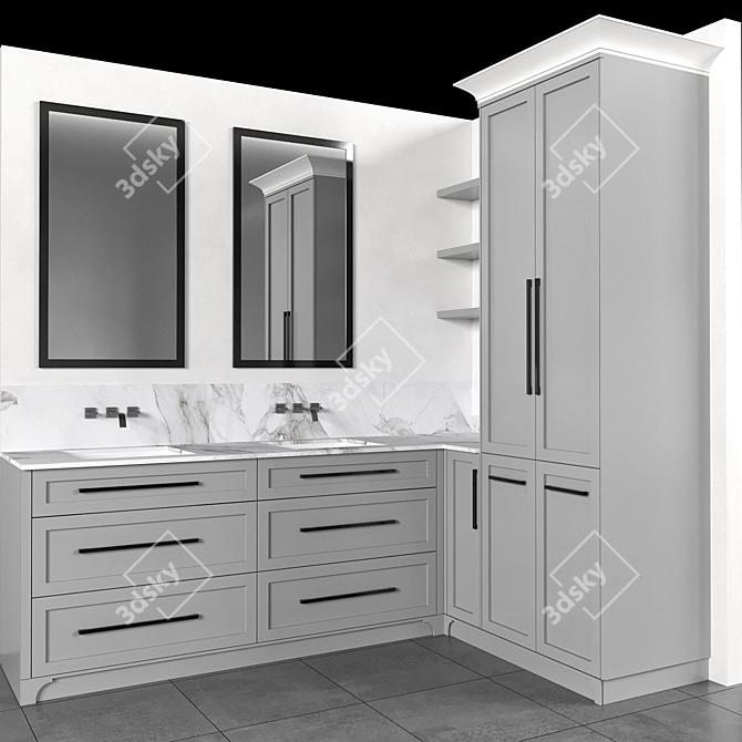 Classic Bathroom Furniture Set No.3 3D model image 6