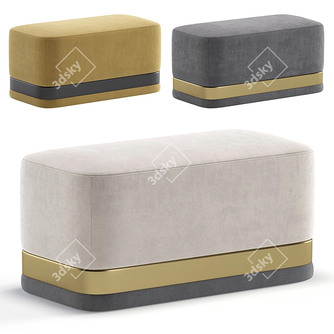 Contemporary Pouffe Aroka 3 Colors 3D model image 1