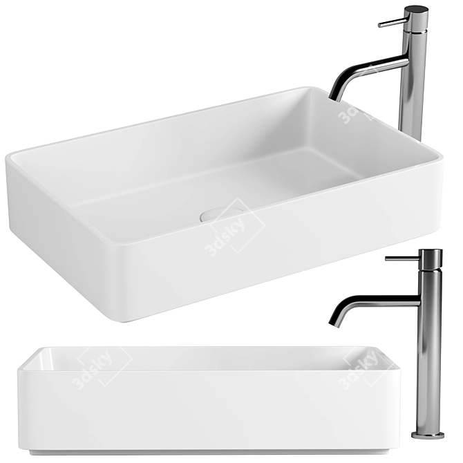 Neoro N50 Easy-Care Washbasin 3D model image 1