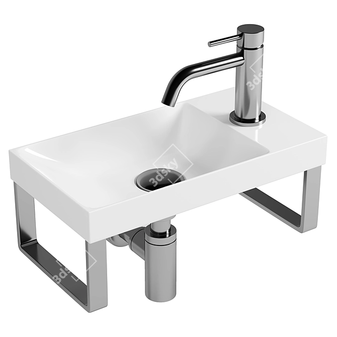 Rivea Picabo Hand Washbasin: Elegant White 3D model image 1